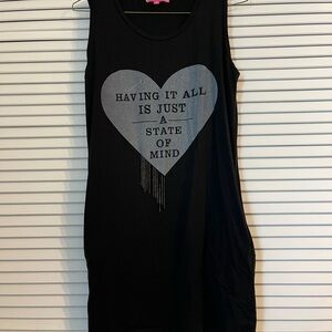 Black Sleeveless Dress with Heart Graphic